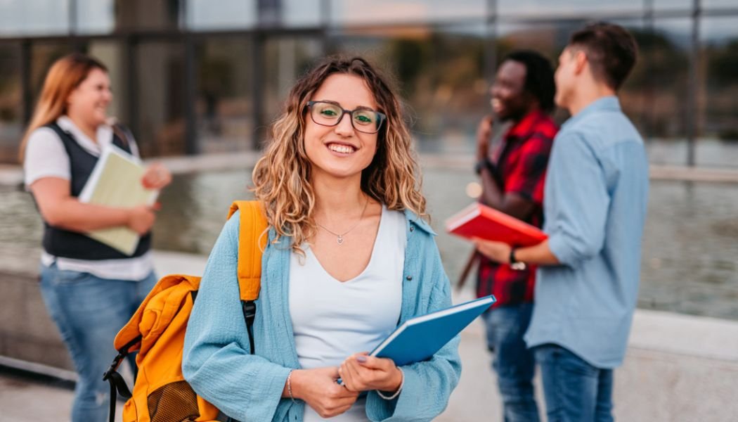 Students discussing UK scholarship opportunities
